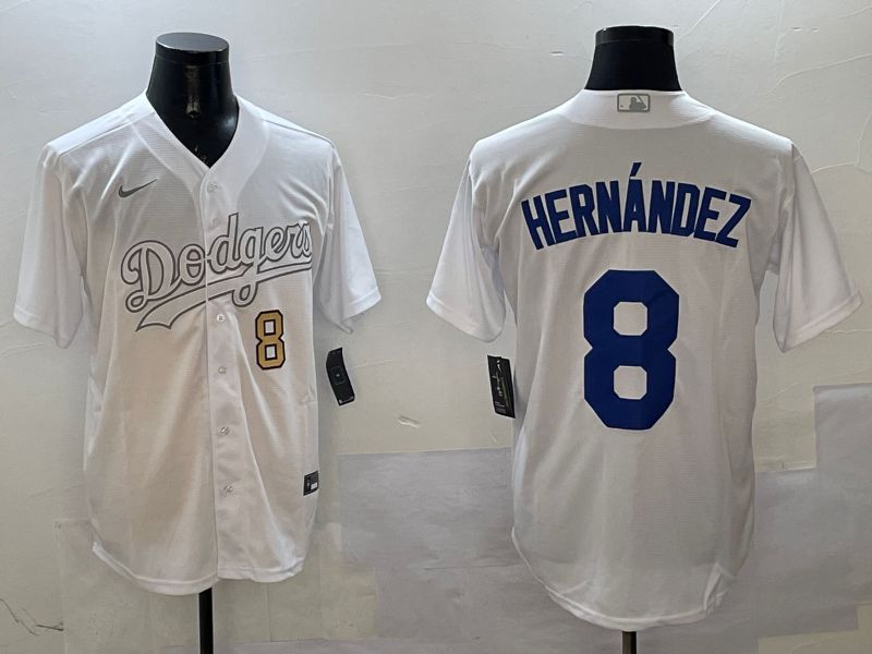 Men Los Angeles Dodgers 8 Hernandez White Fashion Edition Game 2025 Nike MLB Jersey style 10